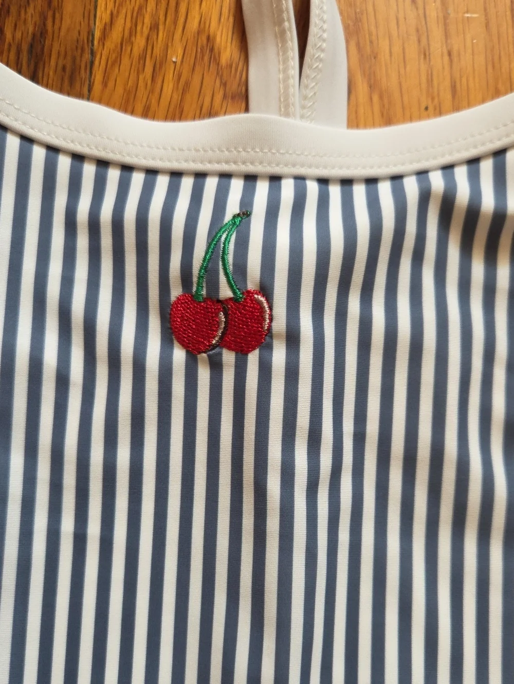 GAP Blue & White Striped Girls Two-Piece Swim Set with Cherry Patch - Picture 5 of 6